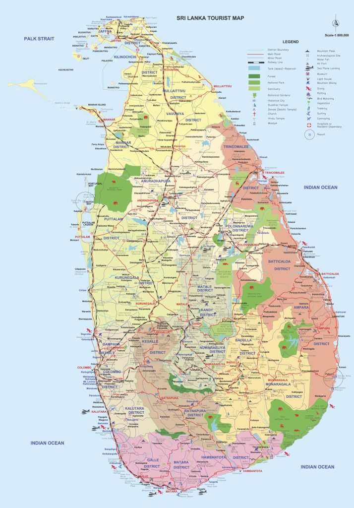 torist map of sri lanka
